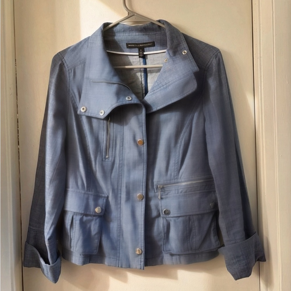 White House Black Market Light Blue Utility Jacket